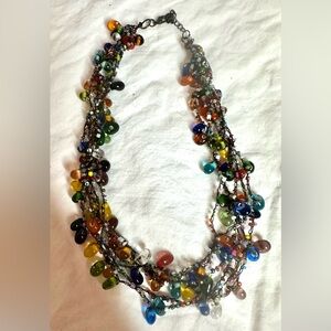 Multicolor Glass Bead Multi-Strand Necklace